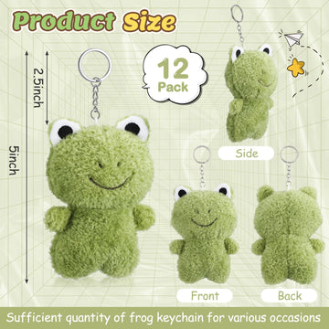 Gemscream 12 Pcs Plush Frog Keychains Stuffed Animal 4.7 Inch Cute Soft Frog Plush Animal Keychains Charm Backpack Pendants For
