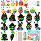 Max Fun Easter Crafts Kit Rainbow Color Scratch Paper Easter Ornaments (48 Counts)-Easter Craft Kit for Kids Easter Basket Stuff