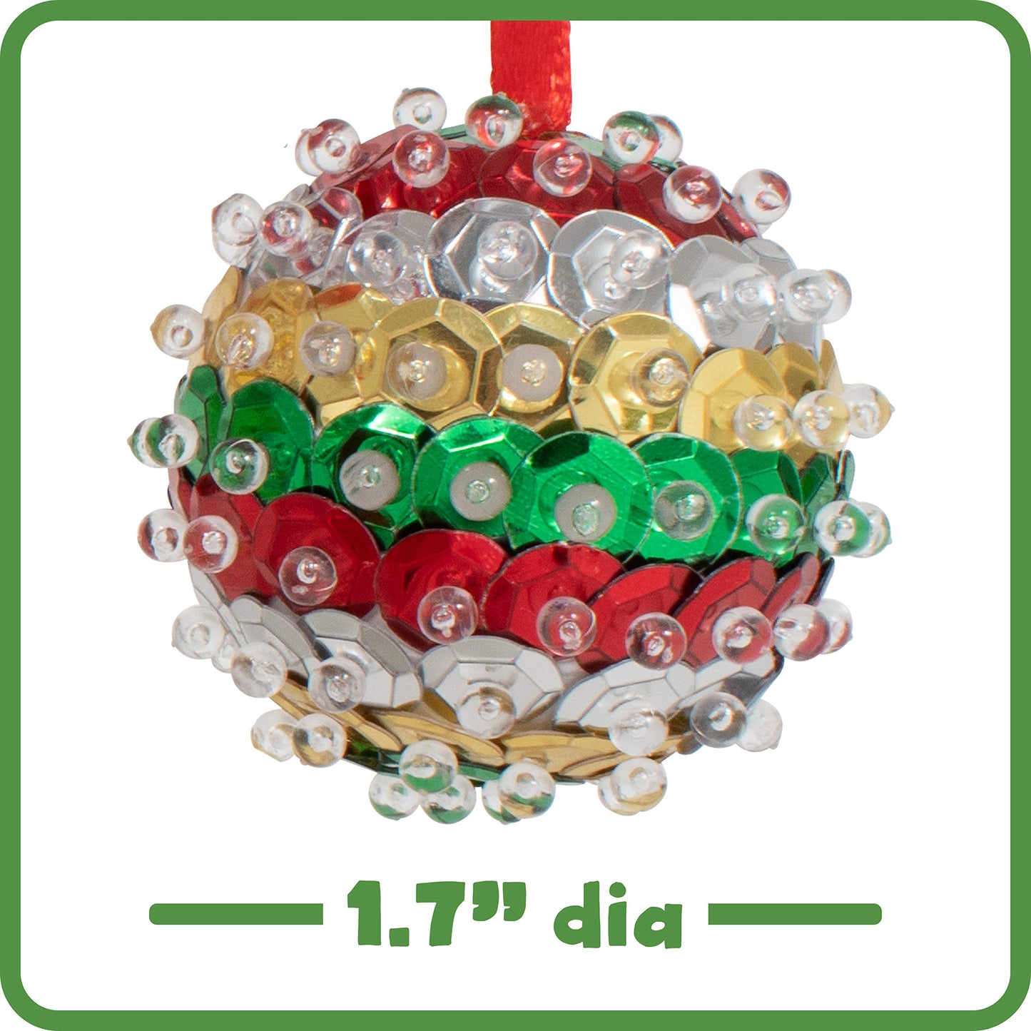 READY 2 LEARN Sequin Ornament Set - Christmas Crafts for Kids - 6 Inches - Green, Red, Silver - Model CE10021