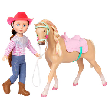 Glitter Girls 14 Jaime Doll with Jumper Horse - Equestrian Doll in Pink Outfit & Tan Horse with Saddle for Girls 3+ Years Old