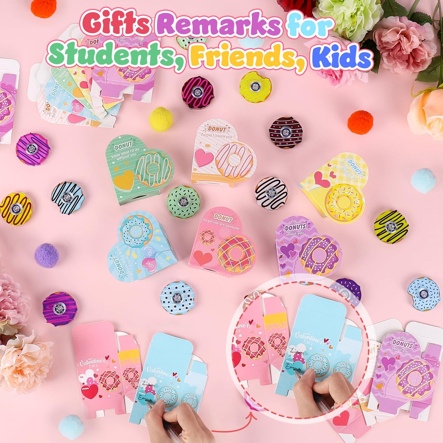 Valentines Day Cards for Kids Classroom, 25PCS Valentines Day Gifts for Kids with Fidget Spinner and Heart Box, Stress Relief To