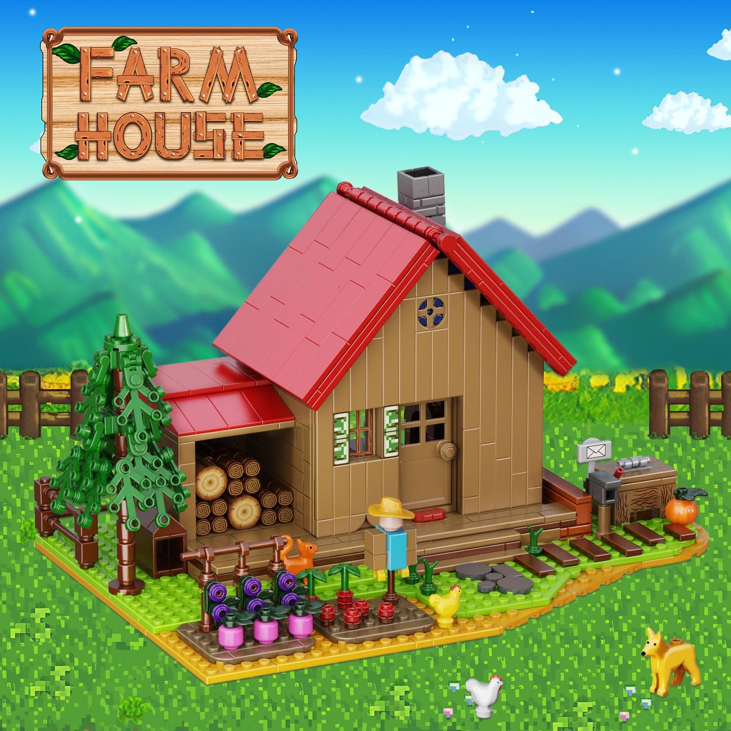 Stardew Farmhouse Building Toy, Video Game Farm Playset Building Set Compatible With Lego, 766 Pieces Diy Farm House Building Ki