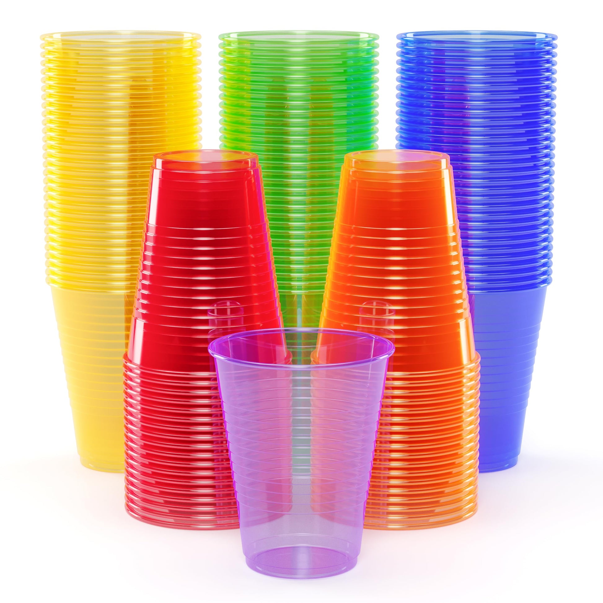 Exquisite Blacklight Party Glow Cups - 60 Pack 12 Oz - Assorted Colors - Disposable Glow In The Dark Cups For Birthday Party - F