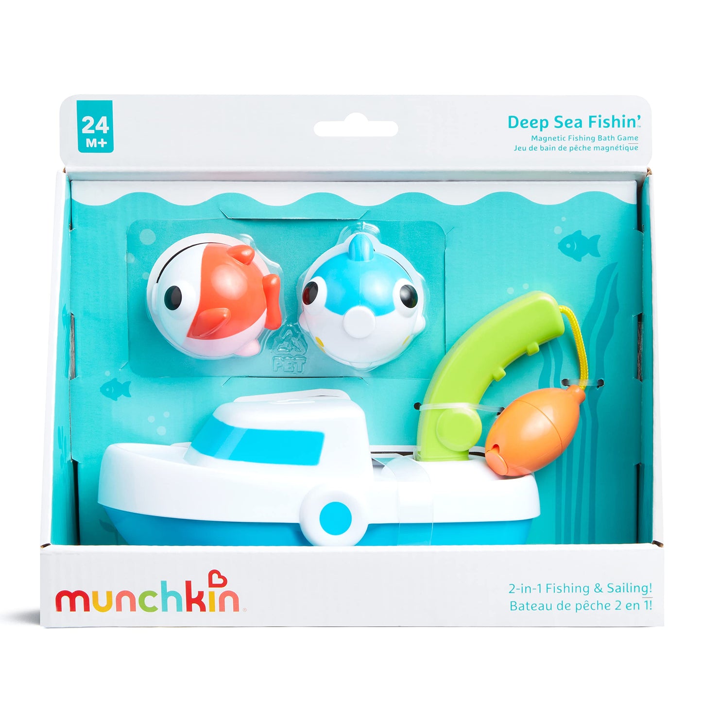 Munchkin® Deep Sea Fishin'™ Toddler Bath Toy And Game With Magnetic Fish, Boat, And Rod