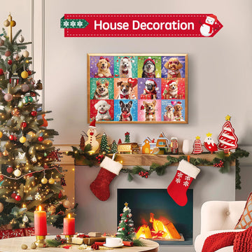 100 Pieces Christmas Puzzle For Kids Age 4-8 4-6 8-10 Christmas Cat Dog Jigsaw Puzzles Gifts Stocking Stuffers For Boys Girls (D