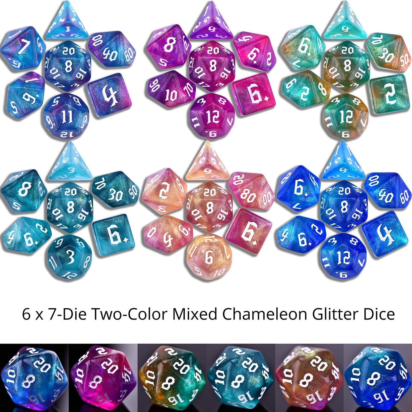 Amiven RPG Dice Sets 30 X 7-Die DND Polyhedral Dice (210pcs) with a Large Drawstring Bag for Dungeons and Dragons Tabletop Role