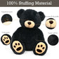 LotFancy 20-Inch Black Teddy Bear Plush Toy - Soft Cuddly Stuffed Animal with Footprints for Kids, Perfect Gift for Baby Shower, Birthday, Christmas