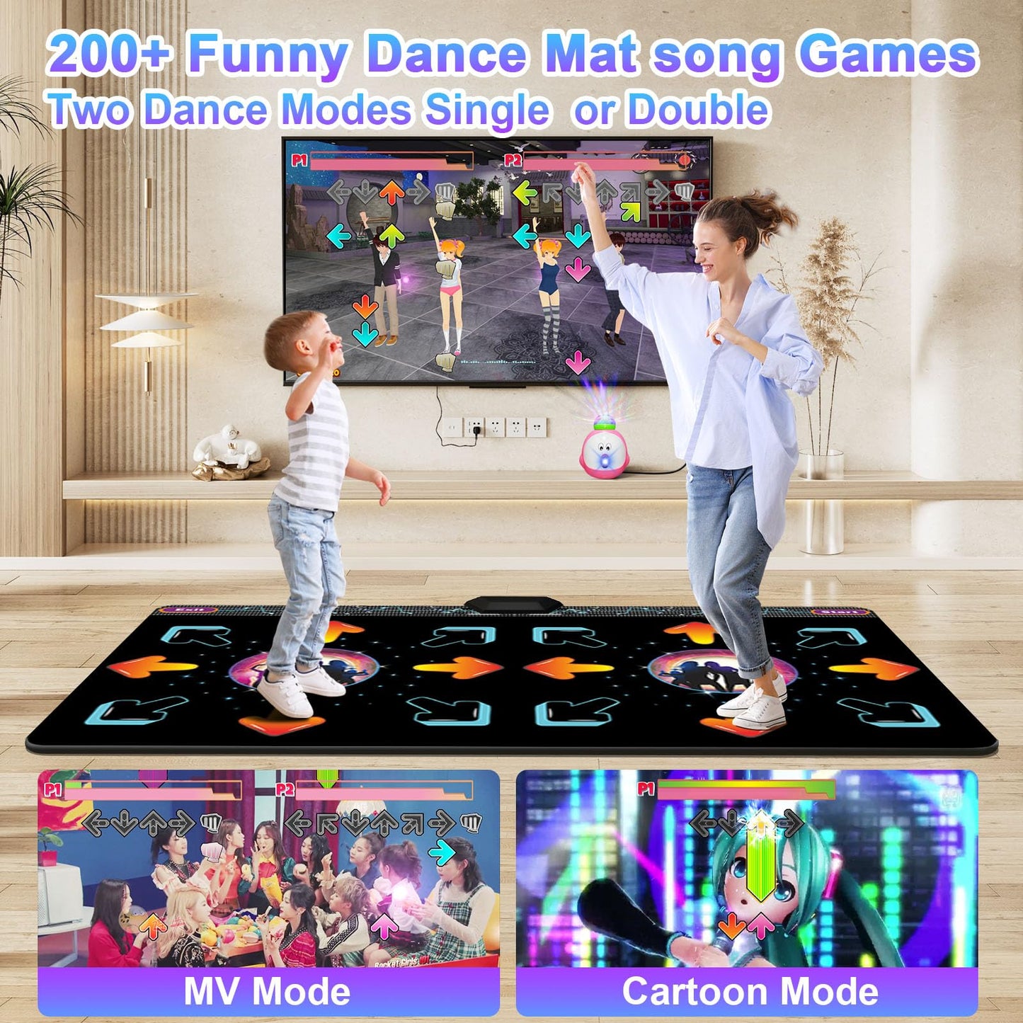 YRPRSODF Dance Mat for Kid & mature-themed  Double Dance Mats for TV  Electronic Dance Pad Game with Camera  Exercise Dance Game for TV Plug and Play Dancing Mat for Family Games  Xmas Birthday Gifts Ideas