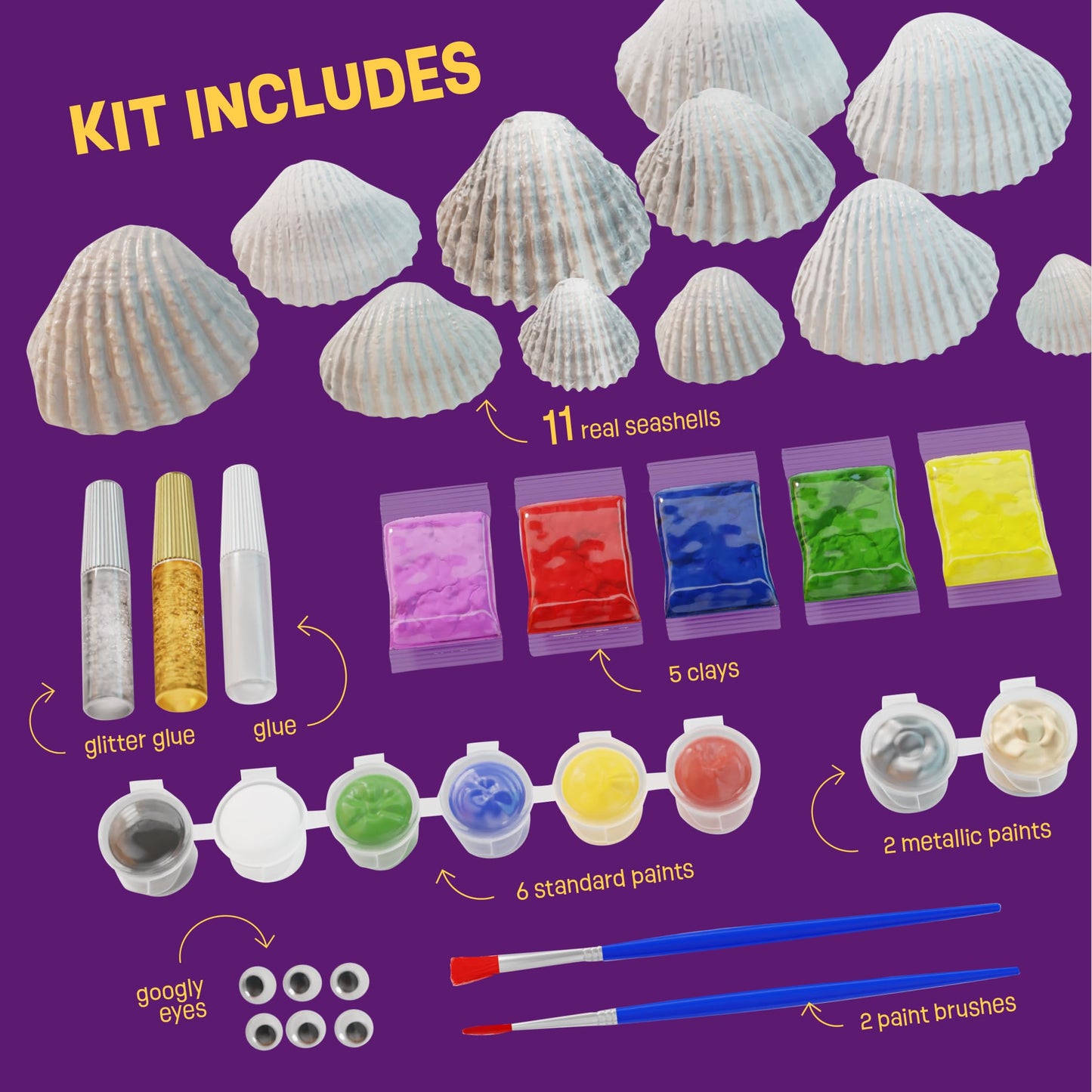 Dan&Darci Kids Sea Shell Painting Kit - Arts & Crafts Gifts For Boys And Girls - Easter Craft Activities Kits - Creative Art Activity Gift Toys For Age 6, 7, 8, 9, 10, 11 & 12 Year Old 8-12