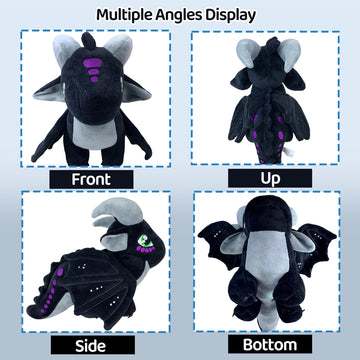 Kobataro Wings Dragon Plush Toys Stuffed Animal Plushies Cute Dragon Figure Merch Present For Kids Aged 3+ (Black)