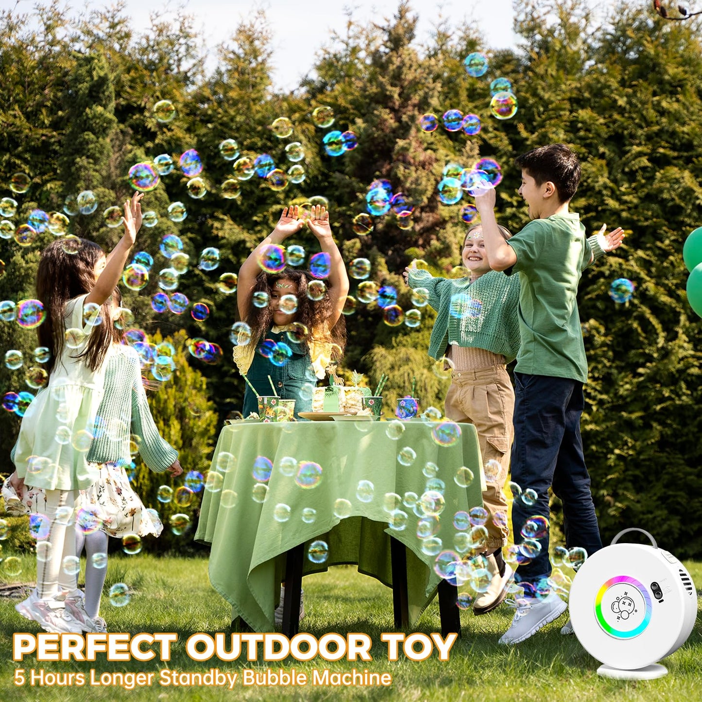 Bubble Machine Automatic Led Lights Bubble Blower For Kids Rechargeable Portable Bubble Maker Auto Rotating 90/360 Outdoor Birth