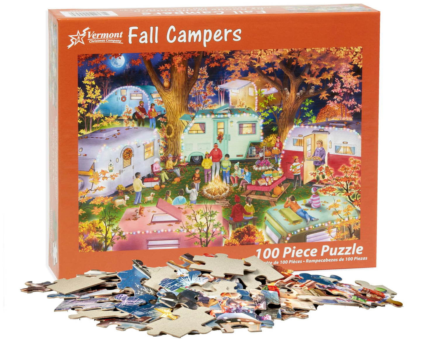 Fall Campers 100 Piece Puzzle by Vermont Christmas Company - 19 x 13 - Large Pieces Perfect for Seniors & Kids