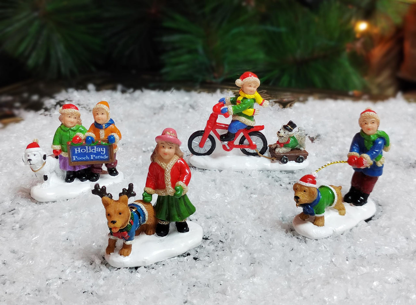 Moments In Time Set Of 4 Hand-Painted Polyresin Christmas Village Figures