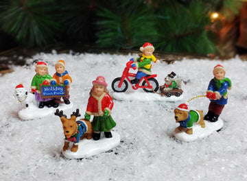Moments In Time Set Of 4 Hand-Painted Polyresin Christmas Village Figures