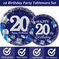96 Pcs 20Th Birthday Party Supplies Navy Blue And Silver Birthday Plates 20Th Birthday Paper Tableware Happy Birthday Party Plat