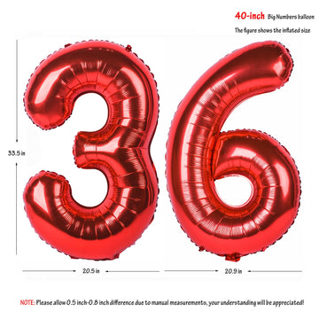 40 In Red Number Balloons Helium Foil Mylar Balloon Birthday Party Banquet Decoration Digital 36