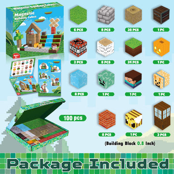 Magnetic Blocks-100Pcs Magnetic Building Blocks, Magnetic Tiles Kids Build Cubes 2024 Upgraded Stem Game Toys, Christmas Birthday Gifts For Boys & Girls Ages 3+