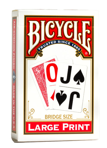 Bicycle Large Print Playing Cards  Bridge Size Playing Cards  Large Print Playing Cards for Seniors  1 Deck  Red & Blue  Color May Vary