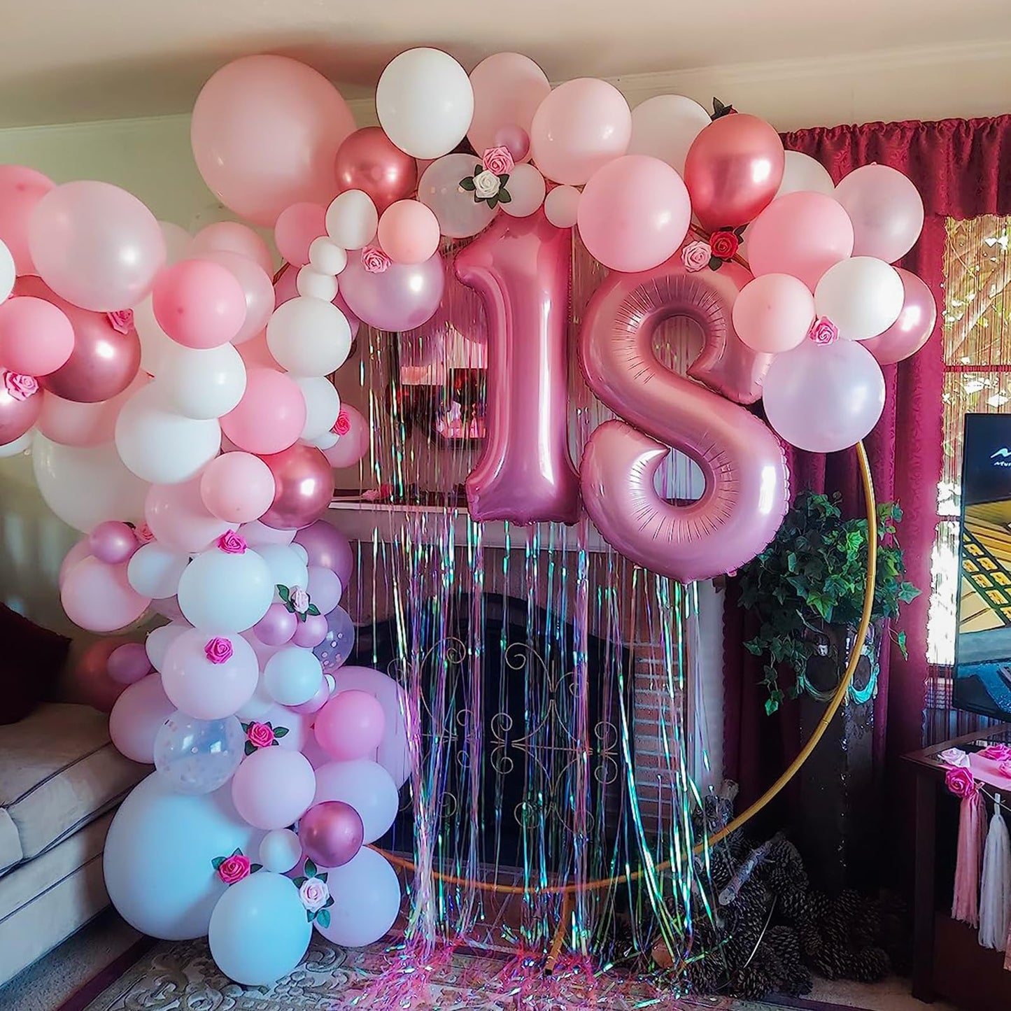 Pink Balloons Set, 12 Inch Metallic Pink Balloons Light Pink And White Latex Balloons Pastel Macaron Pink Party Decoration Heliu