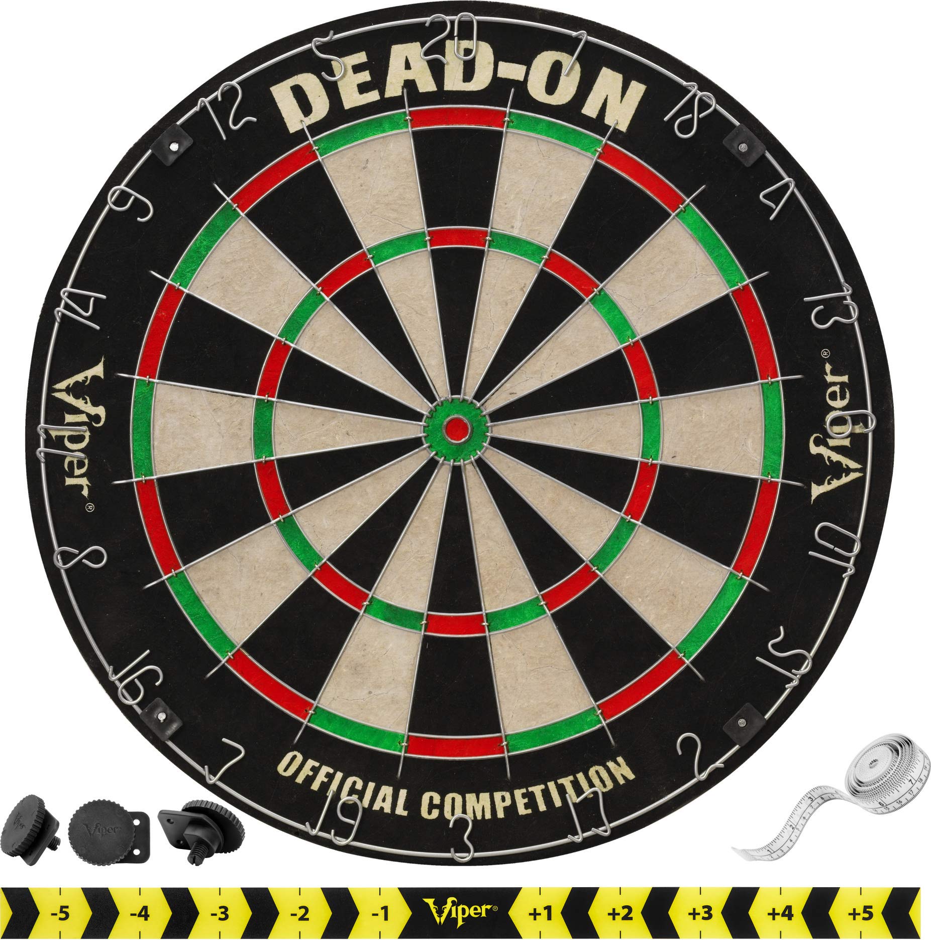 Viper Dead-On Tournament Bristle Steel Tip Dartboard Set with Staple-Free Bullseye, Metal Triangular Spider Wire for Reduced Bou