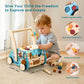 OESSUF 2-in-1 Wooden Baby Walker with 40 PCS Tool Toys - Baby Push Walker for 6-12 Months, Activity Center for Toddlers Aged 1-3