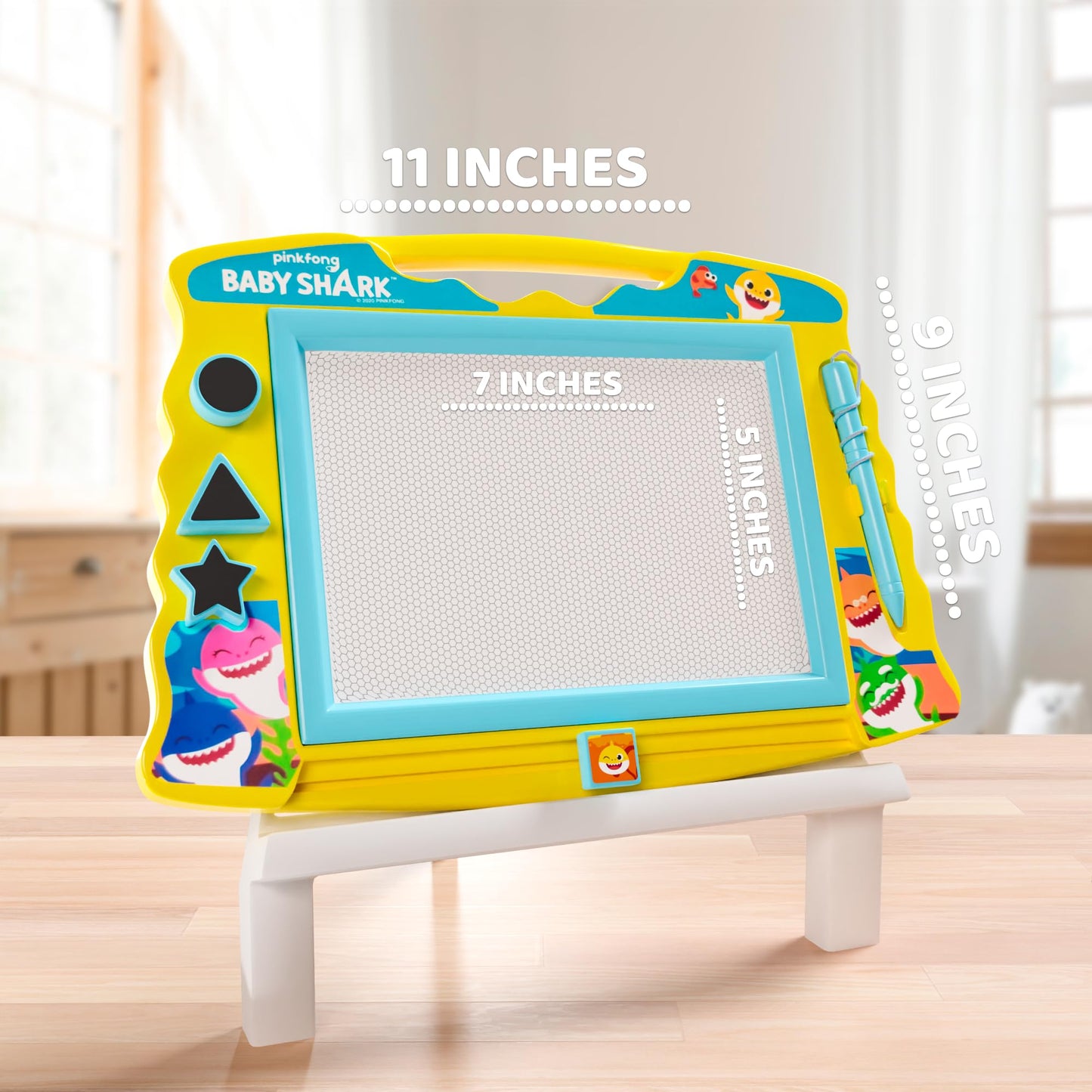 Lollipop Baby Shark Magnetic Drawing Board with Stylus and 3 Stamps, for Boys or Girls (Blue)