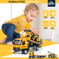 ID Gerilla Tow Truck Toy Metal Cab, Flatbed Construction Vehicles Toys with Backhoe Loader, Friction Powered Transport Trailers