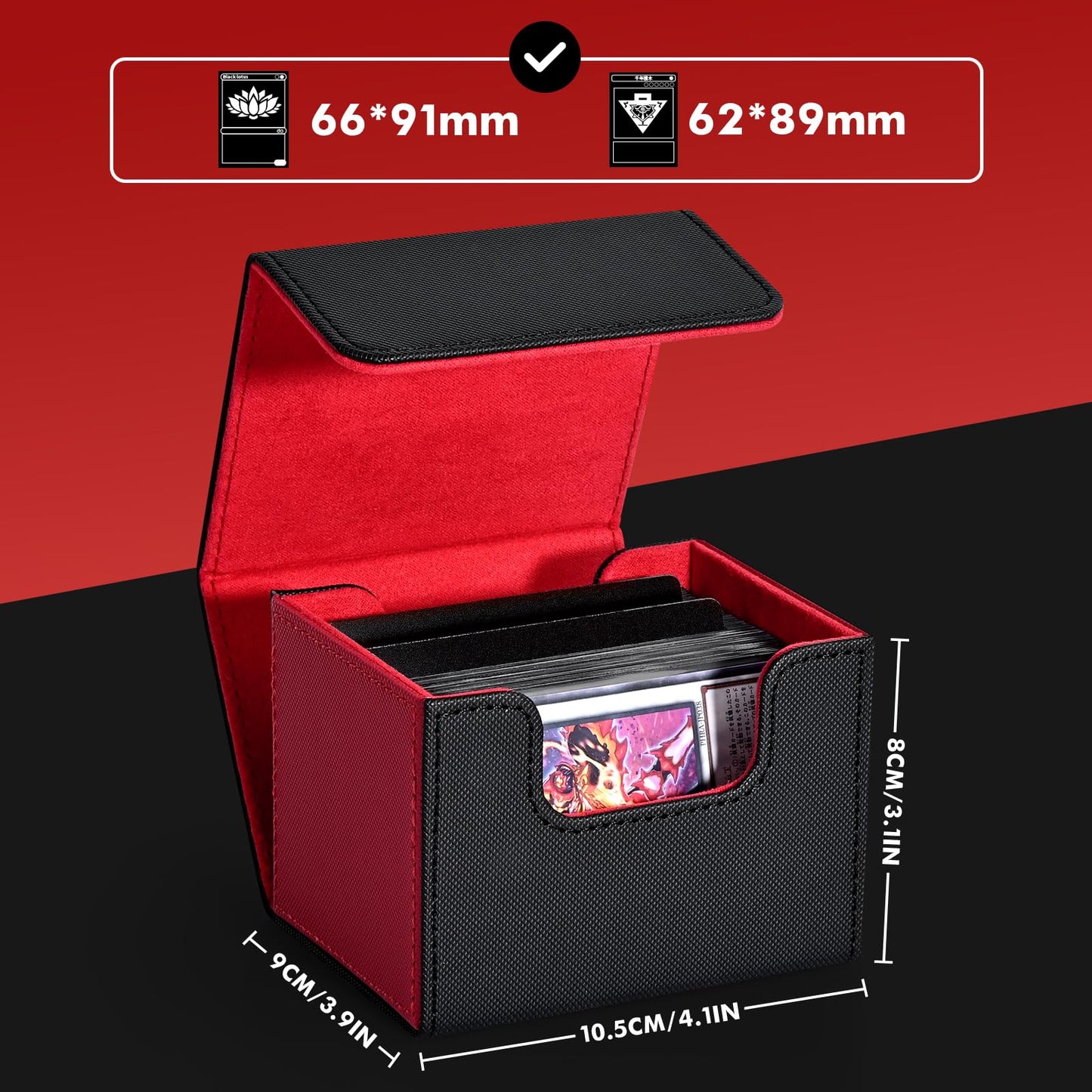 Zlca Card Deck Box For Trading Cards, Mtg Commander Deck Box Holds 120+ Single Sleeved Cards, Leather Magnetic Card Storage Box