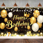 YinQin Black Gold Happy Birthday Backdrop 180x120 cm - Glitter Photography Background for Men & Women