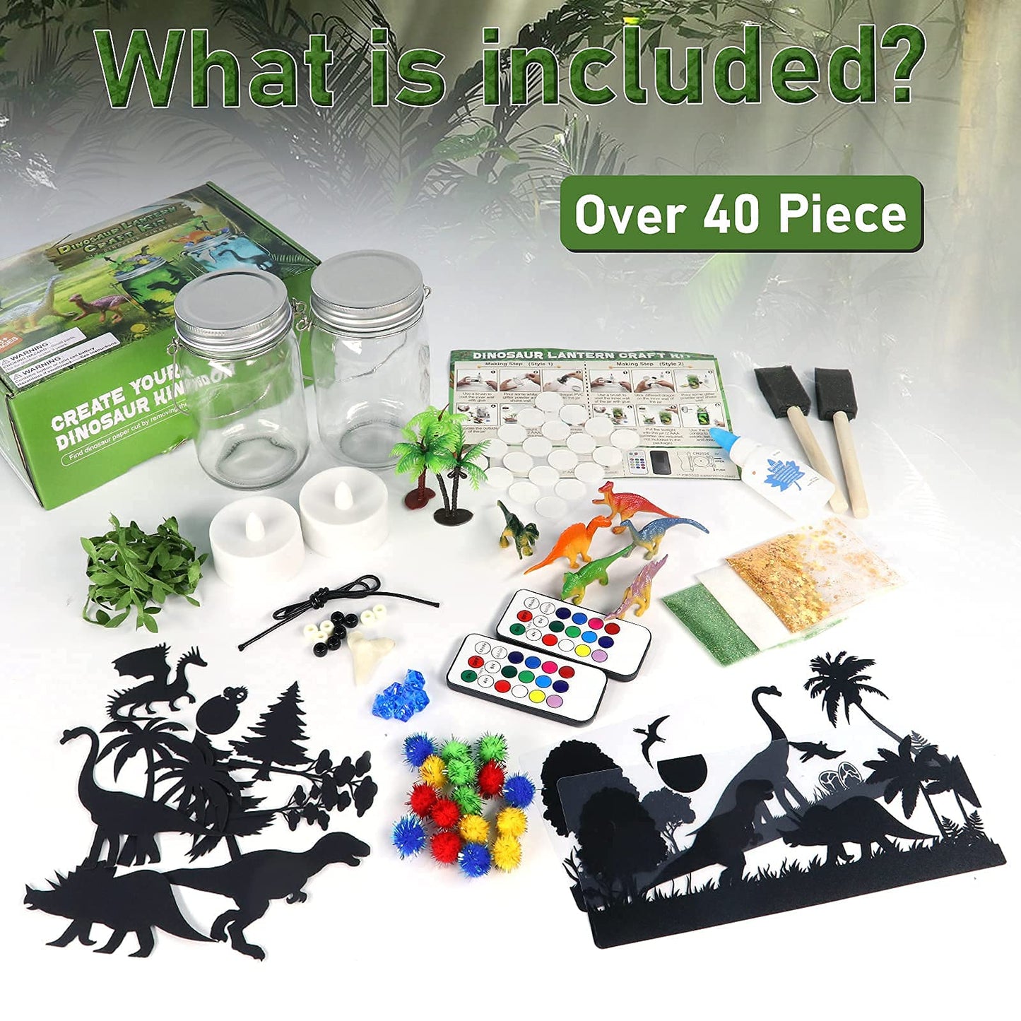 Alritz DIY Dinosaur Toy, Arts and Crafts Lantern Night Light Kits, Gifts for Boys Kids Girls Ages 8 9 10 Years Old and Up