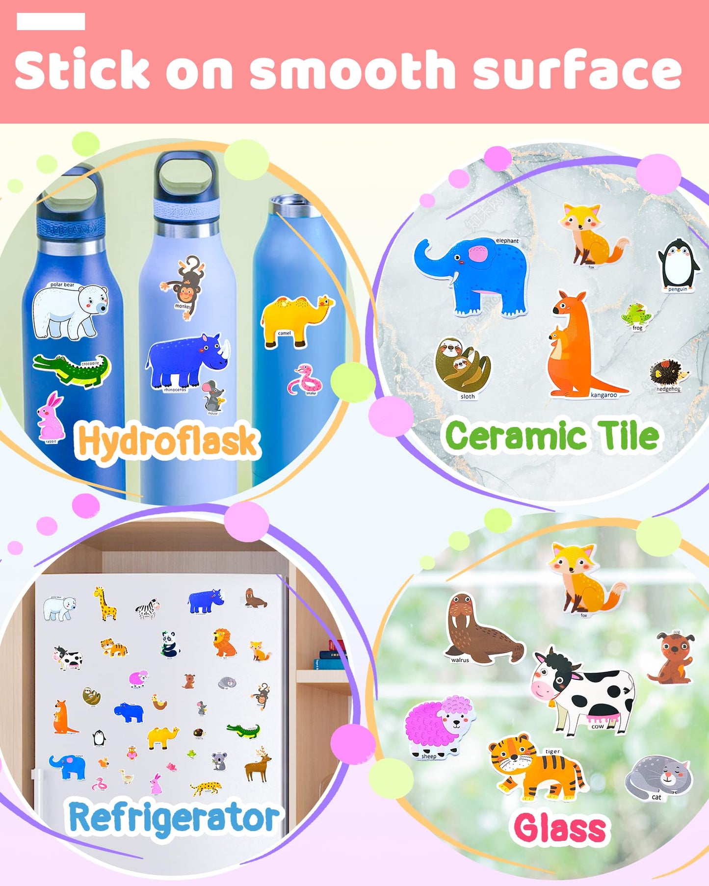 Benresive Reusable Sticker Books For Kids 2-4, Sticker Books For Toddlers 1-3, Toddler Sticker Book Age 2-4, Toddler Travel Toys Activities Crafts Gifts - Animals Sticker Book