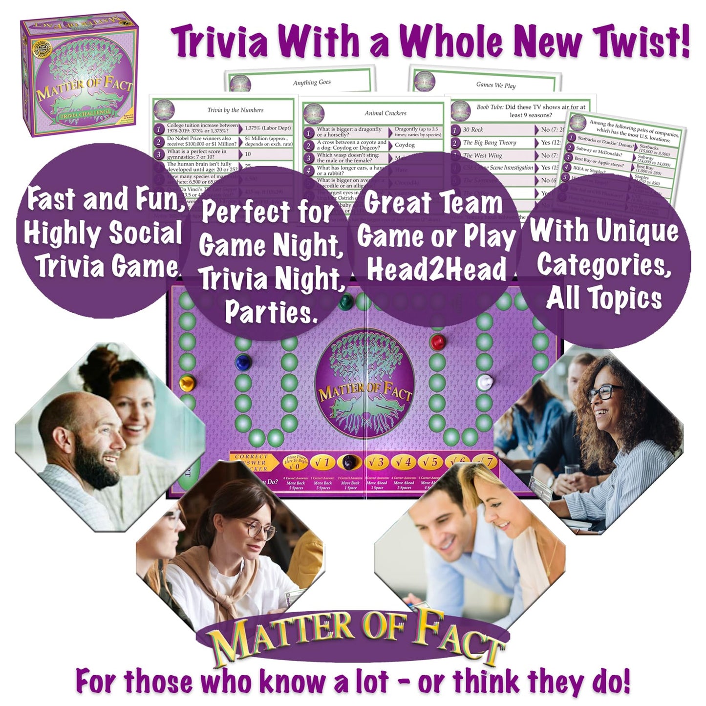 Matter Of Fact - A Rapid-Fire Trivia Challenge Board Game Featuring Unique Eclectic Card Categories - Adults & Family Game Night