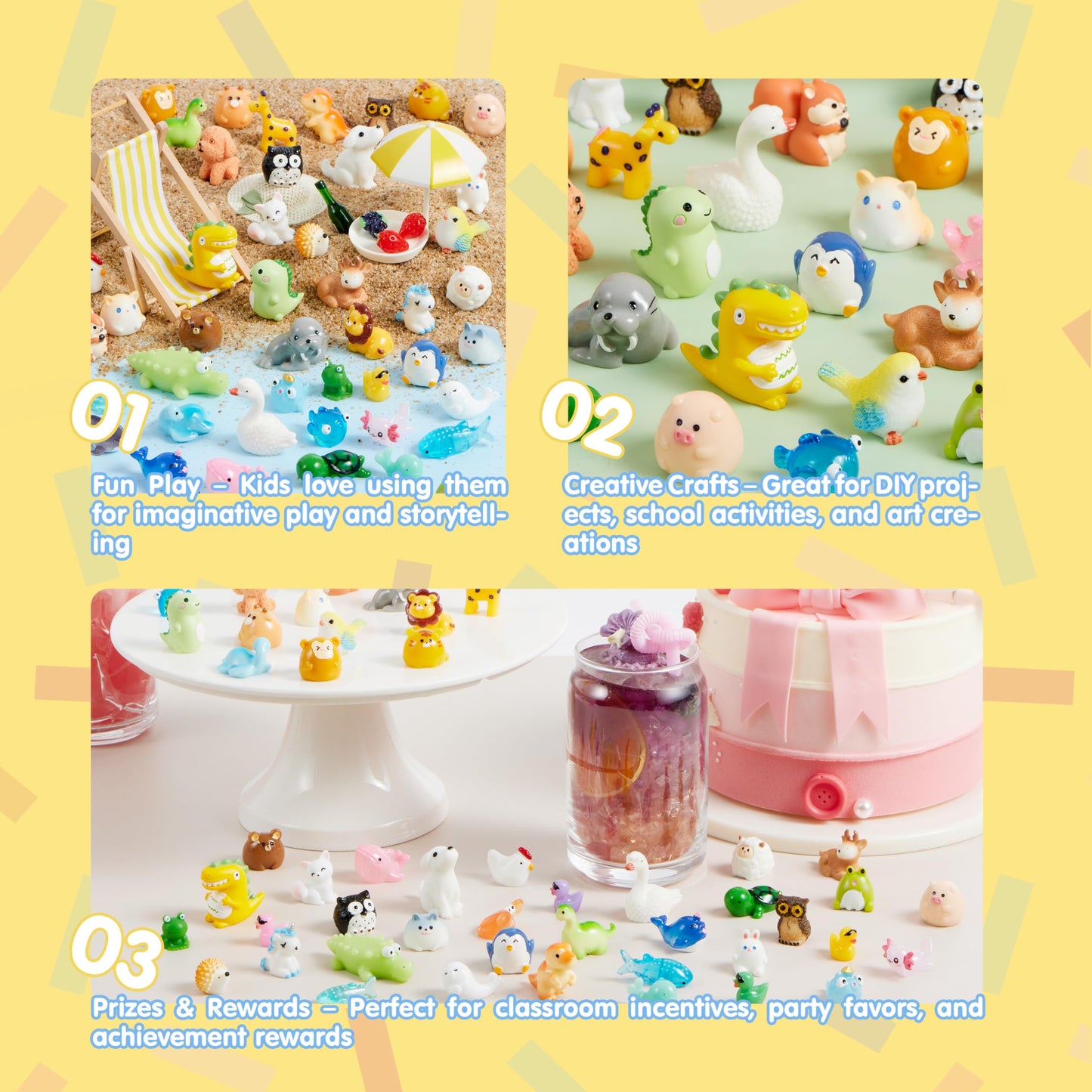 Joyin 50 Pcs Mini Resin Animals Figures, Mix Resin Animal Figurines For Cute Garden Decorations, Slime Charms For Crafts, Diy Mi