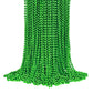 72 PCS Metallic Green Bead Necklaces, 33 Inch 7 mm Mardi Gras Beads Bulk Round Beaded Necklaces Costume Necklace for Mardi Gras 