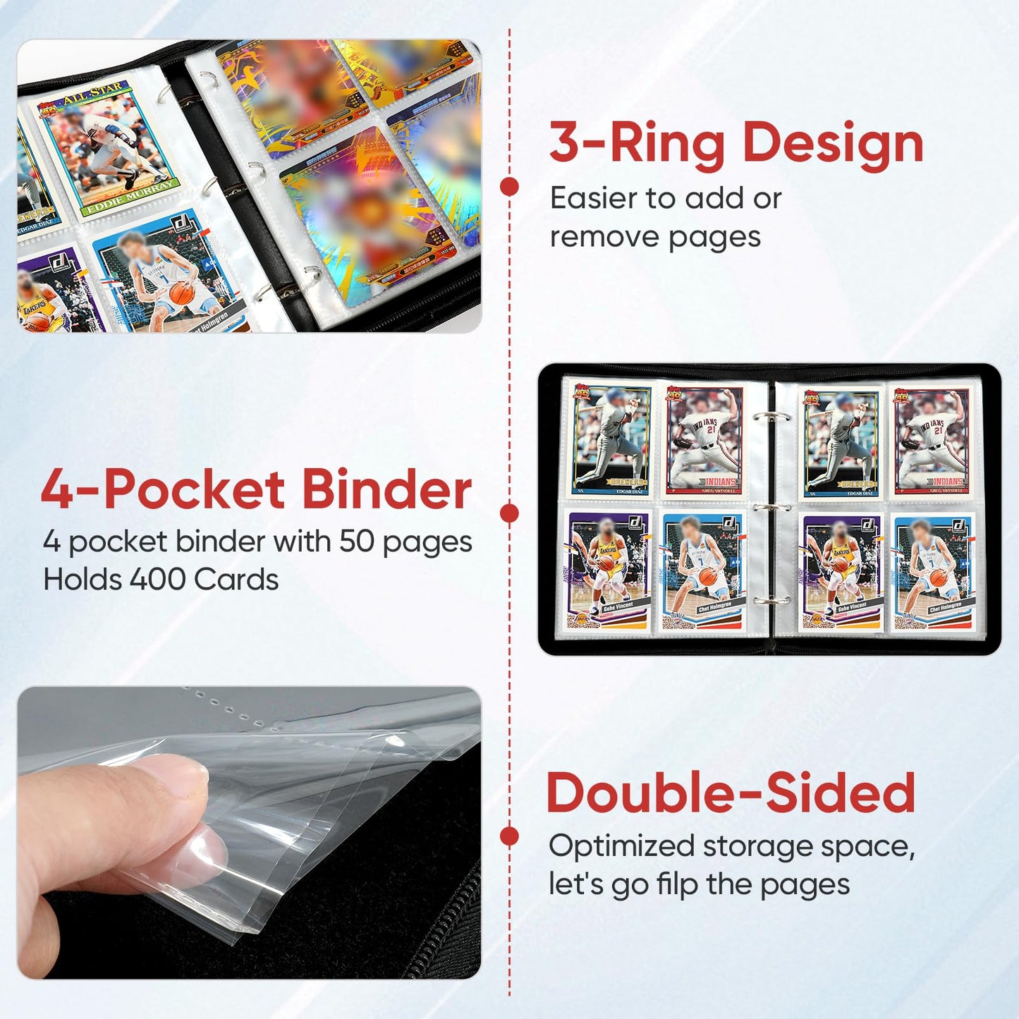 Deluxe Fire Dragon Trading Card Binder - 4-Pocket Zipper Album with 400 Pockets & 50 Removable Sleeves  enhanced Holder for Game/Sports Cards  Ideal for Collectors  Boys & Girls