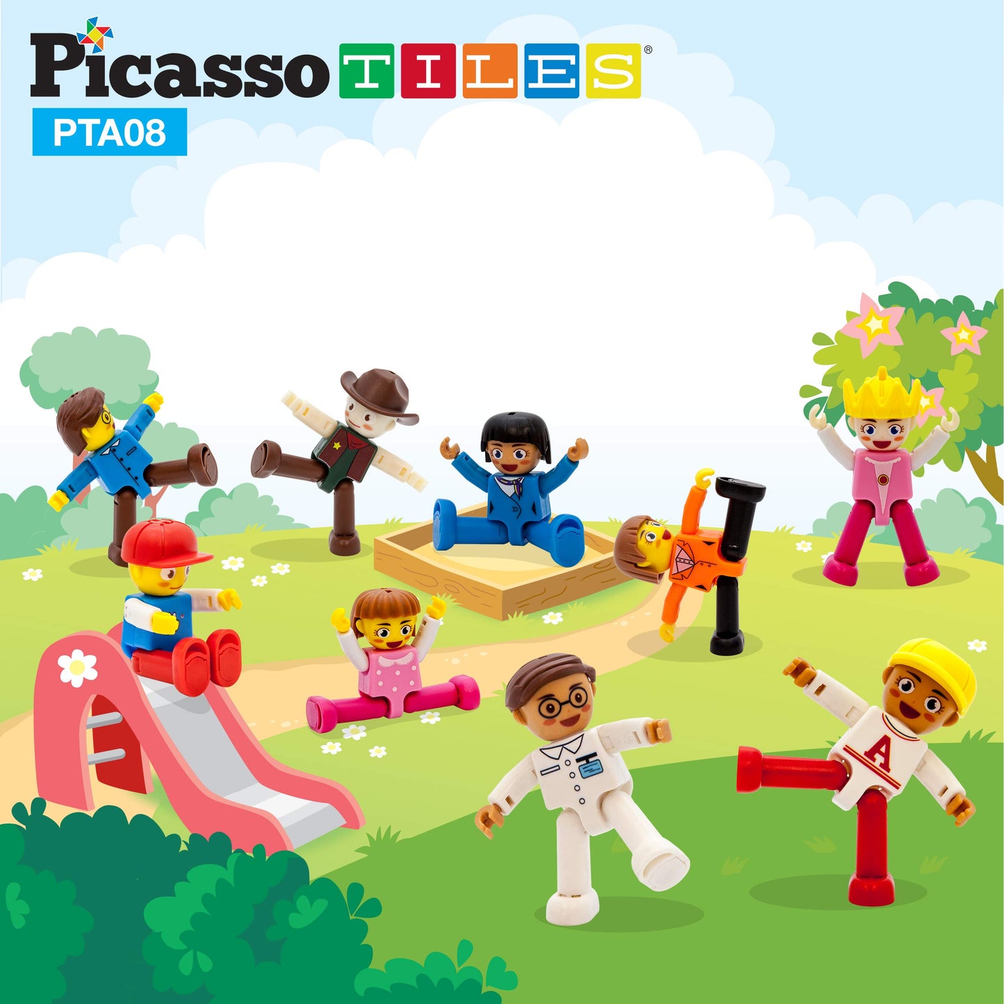 PicassoTiles 16-Piece Magnetic Building Block Set - Multicolored STEM Toys, Durable Polycarbonate, Model PTA08
