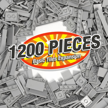 Classic Moc 9 Sizes Expansion Set - 1200 Flat Pieces, Compatible With Lego, Light Grey