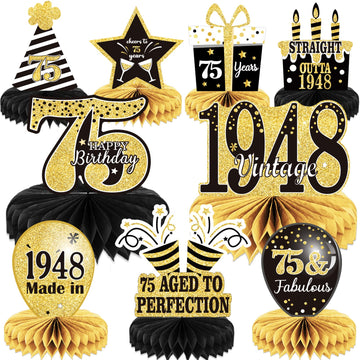 9PCS 75th Birthday decorations 75th birthday Centerpieces for Tables Decorations Vintage 1948 Honeycomb Table Topper Back in 194