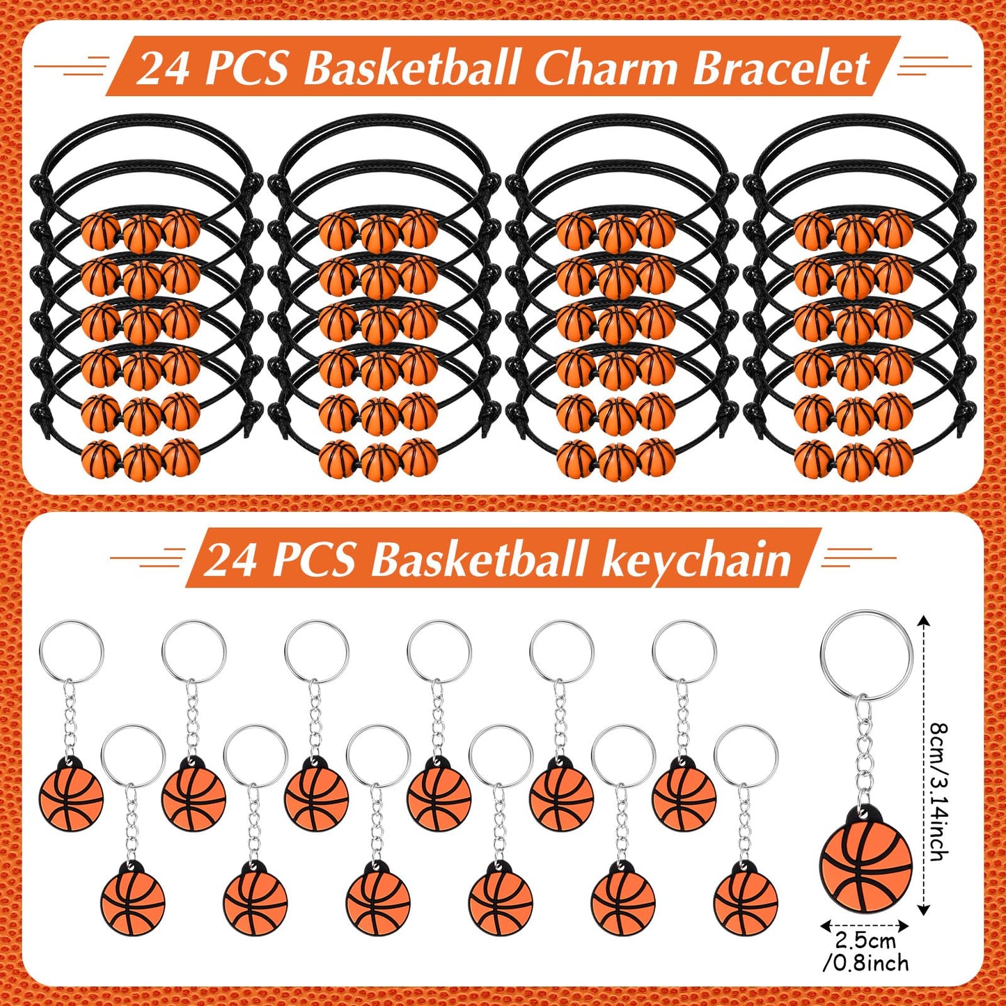Aoriher 194Pcs Basketball Party Favors Set Basketball Silicone Charm Bracelets Mini Basketball Bouncy Balls Toy Keychains Non Wo
