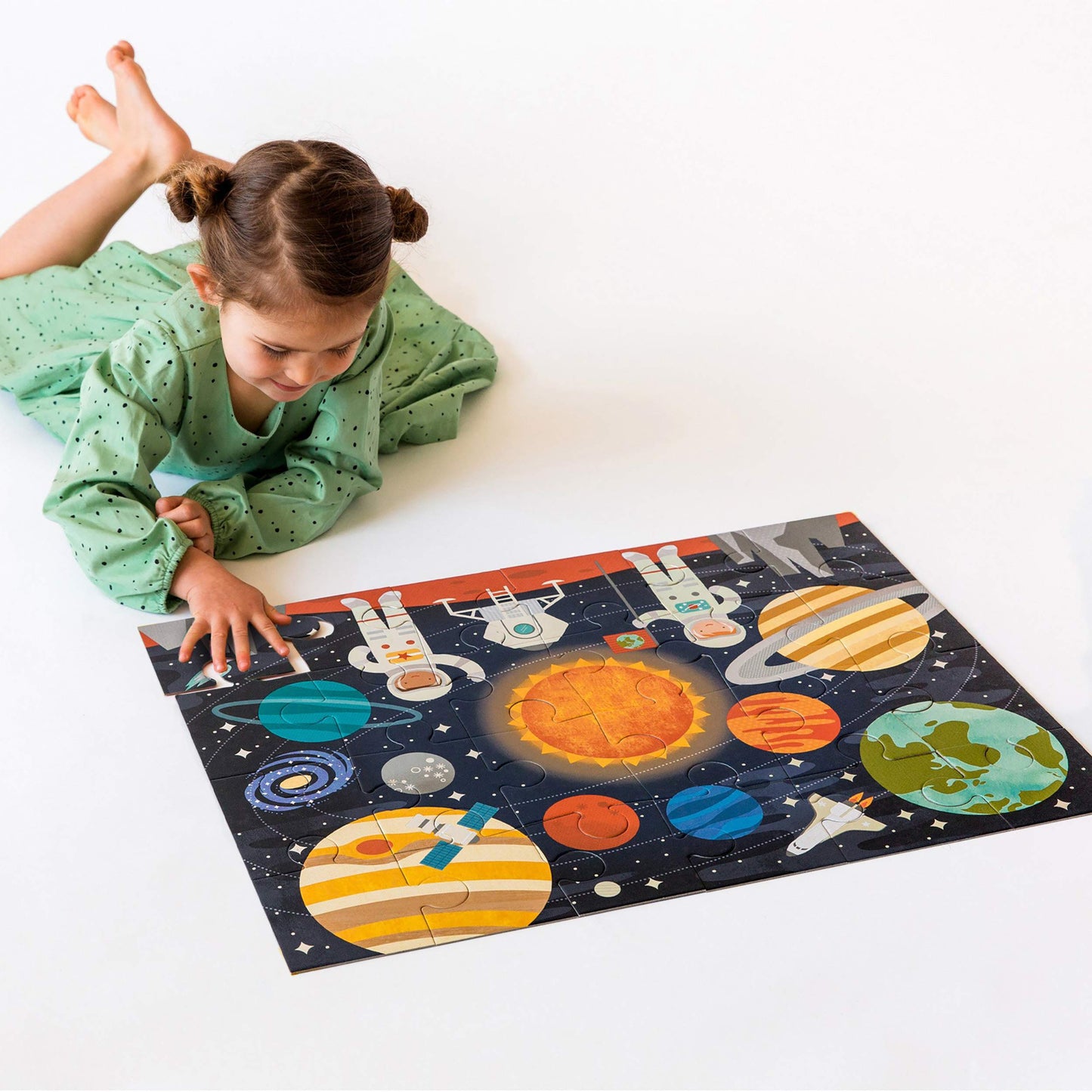 Petit Collage Floor Puzzle Outer Space 24 Pieces | Large Puzzle For Kids | Completed Outer Space Puzzle Measures 18” X 24” | Makes A Great Gift Idea For Ages 3+