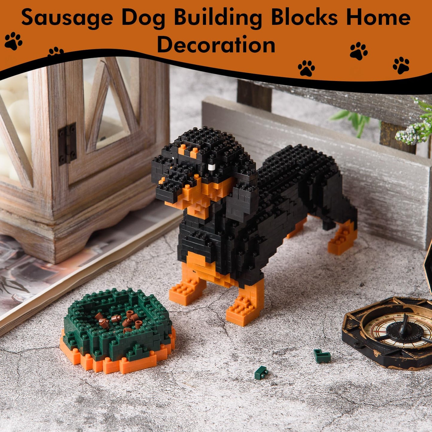Gaodebuchou Dachshund Micro Building Block Set, Animals Dog Toys Gifts For Boys Girls Age 8 9 10 11 12 13 14+ Teens Adults,Not C