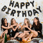 Yungsun Black Happy Birthday Balloons Banner, 16 Inch Reusable 3D Letter Aluminum Foil Inflatable Letter Balloon Sign For Party