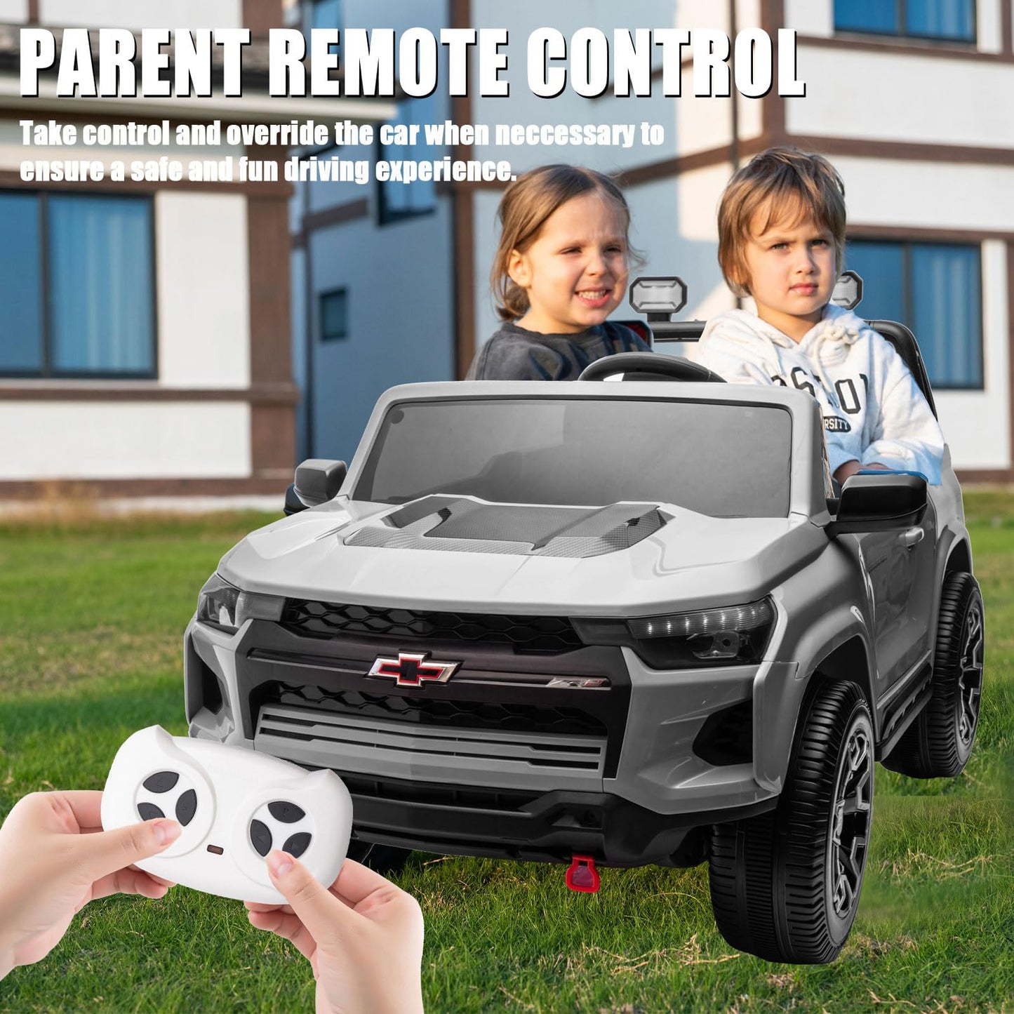 Nitoess Kids Electric Car 24V, 2 Seater Ride On Car For Kids Electric Vehicles With Parent Remote, 4Wd Licensed Chevrolet Colora