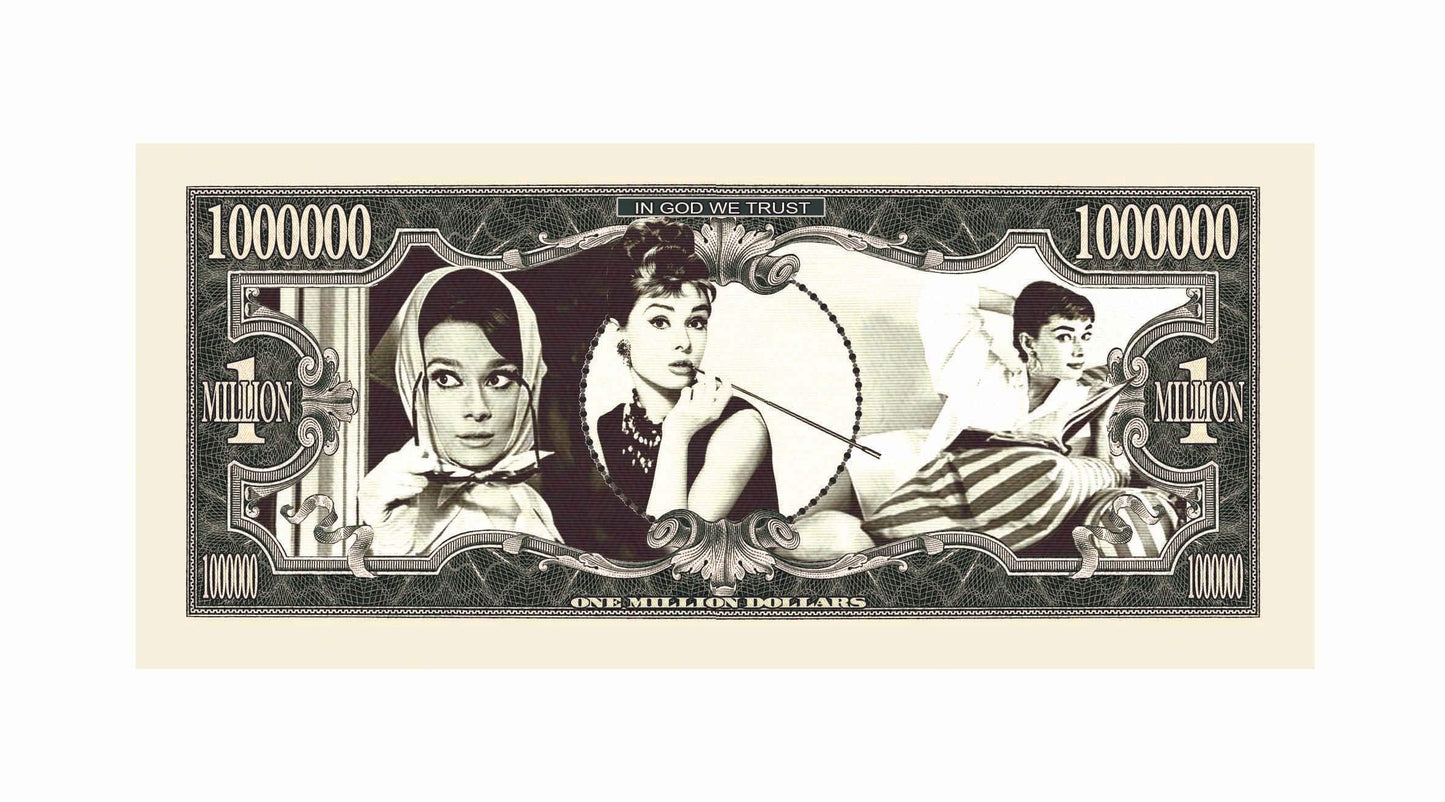 American Art Classics Audrey Hepburn Collectible Million Dollar Bill - Novelty Paper Money, Varies Color, Model NM414-1