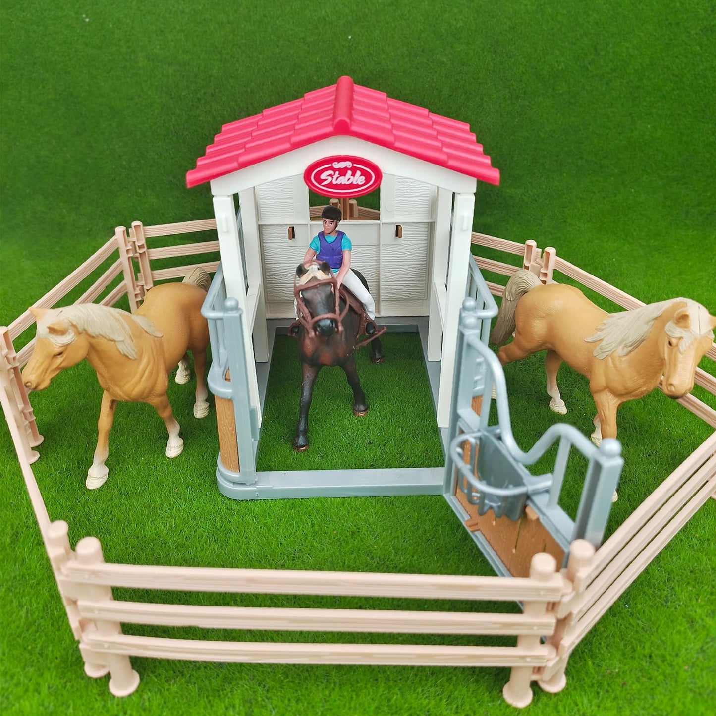 40Pcs Plastic Horse Fence Toys Farm Barn Corral Fencing Accessories Playset For Paddock Horse Stable Horse Figures, Horse Toys Panel Accessories Gift For Toddlers Kids
