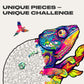 Unidragon Wooden Puzzles For Adults Unique Jigsaw Puzzles - Iridescent Chameleon 12.2''X16.1'' 314 Pcs Deko With Cut 0.03 Mm Woo