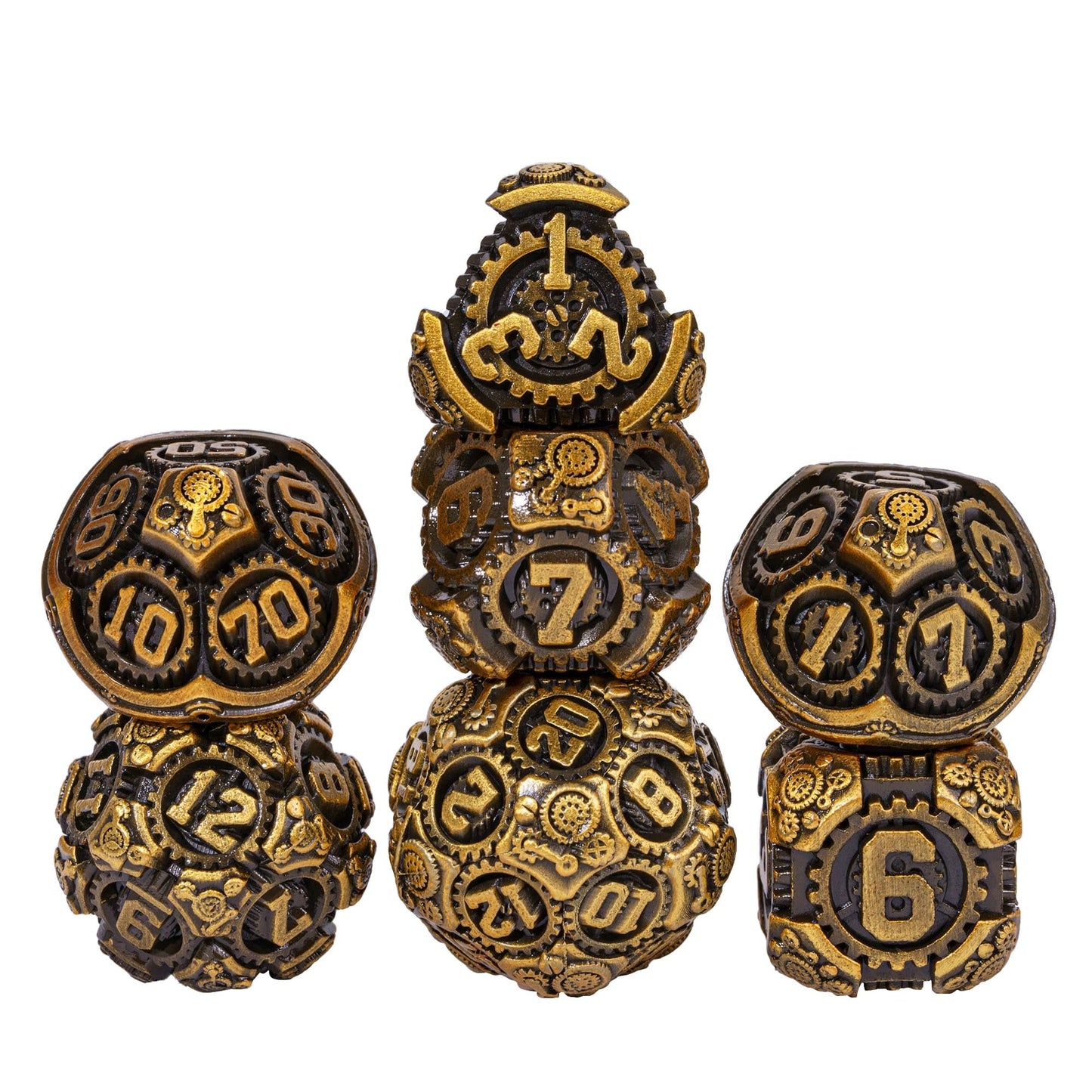 Iustidie Metal Dice Set D&D, 7-Die Dnd Dice Metal Gear Dice With Dice Gift Bag For Dnd Dungeons And Dragons Role Playing Games(A