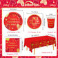 Valentine'S Day Party Supplies Red Heart Love Disposable Paper Plates Napkins Cups Plastic Tablecloth For Valentine'S Day, Engag