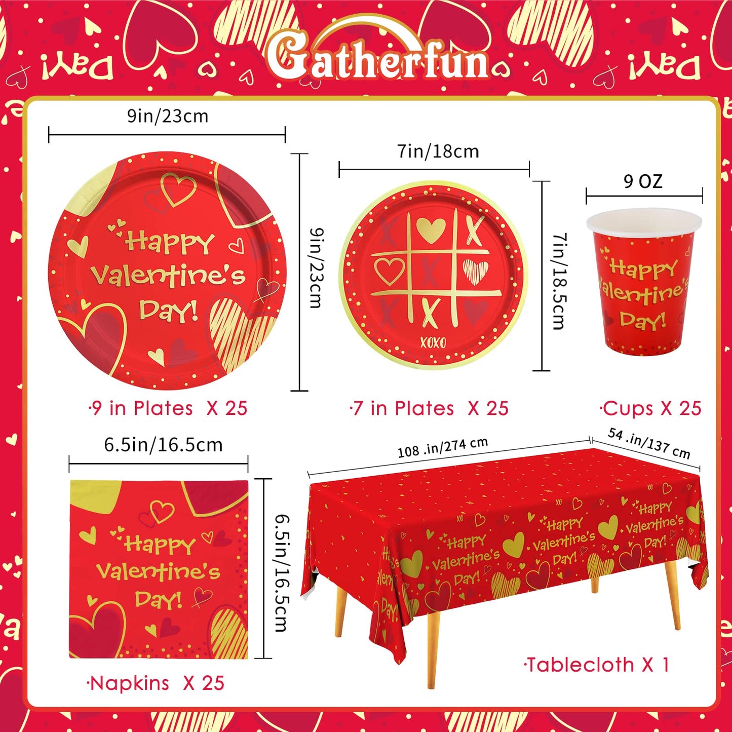 Valentine'S Day Party Supplies Red Heart Love Disposable Paper Plates Napkins Cups Plastic Tablecloth For Valentine'S Day, Engag