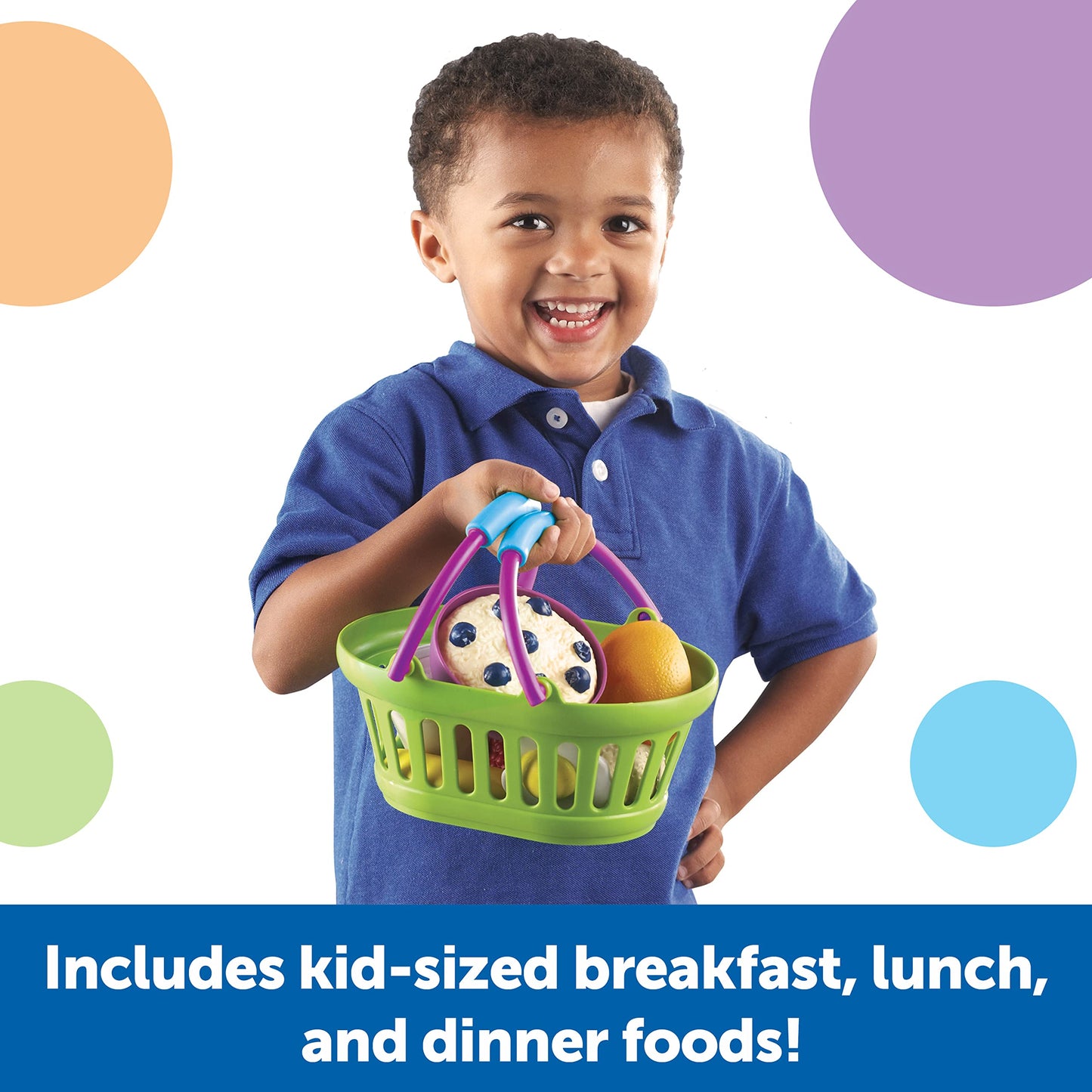 Learning Resources New Sprouts Healthy Foods Basket - 37 Pieces Pretend Food for Toddlers, Multi-color, Model LER9743, Ages 18+ Months